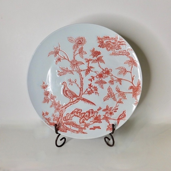 ANTHROPOLOGIE Red White Chinoiserie Serving Platter Dinnerware Porcelain Plate - Picture 1 of 7